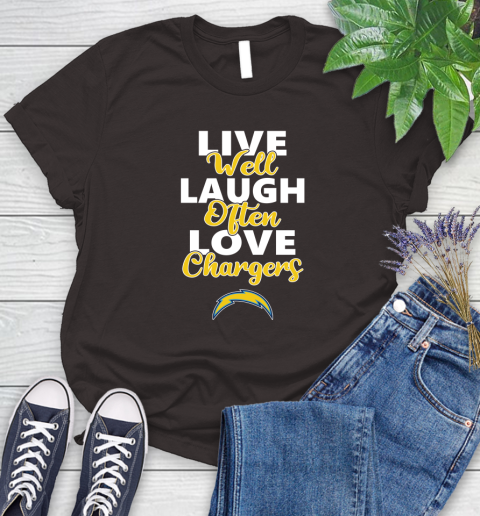 NFL Football Los Angeles Chargers Live Well Laugh Often Love Shirt Women's T-Shirt 9