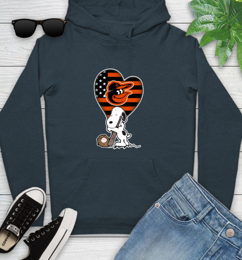 Baltimore Orioles MLB Baseball The Peanuts Movie Adorable Snoopy Youth Hoodie 8