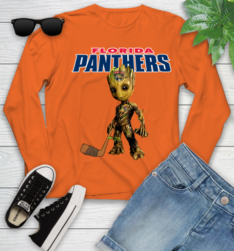 Florida Panthers NHL Hockey Groot Marvel Guardians Of The Galaxy Youth Long Sleeve 4