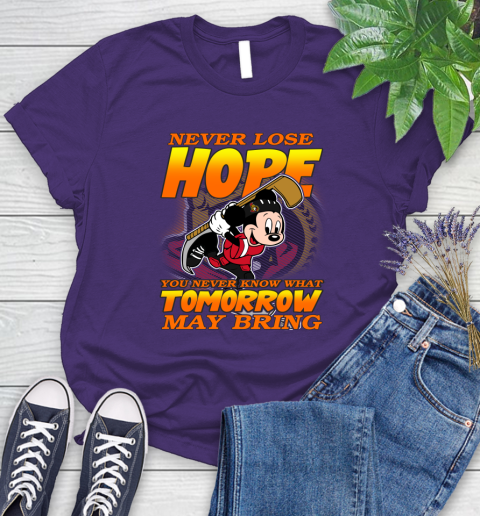 Ottawa Senators NHL Hockey ootball Mickey Disney Never Lose Hope Women's T-Shirt 4
