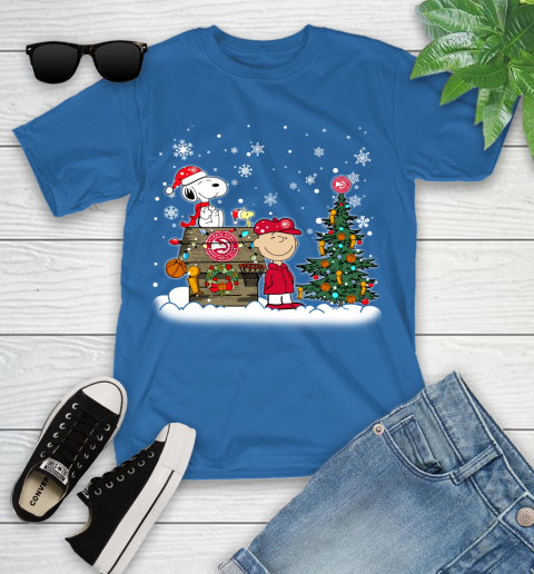 Atlanta Hawks NBA Basketball Christmas The Peanuts Movie Snoopy Youth T-Shirt 12