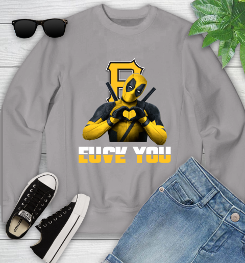 MLB Pittsburgh Pirates Deadpool Love You Fuck You Baseball Sports Youth Sweatshirt 3