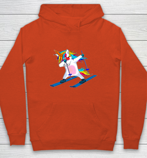 Skiing Unicorn Dabbing Funny Gift Youth Hoodie 4