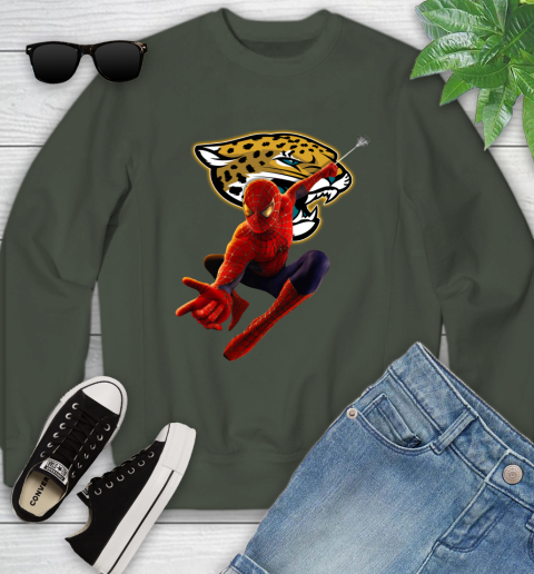 NFL Spider Man Avengers Endgame Football Jacksonville Jaguars Youth Sweatshirt 10