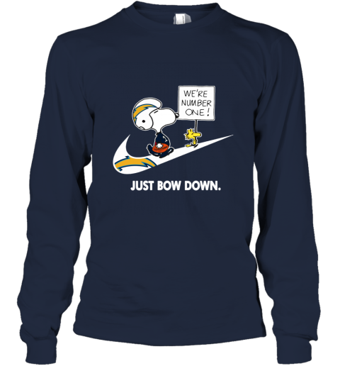 nfl Los Angeles Chargers Are Number One – nike Just Bow Down Snoopy cblg los angeles chargers are number one ndash just bow dow long sleeve tee 14 front navy