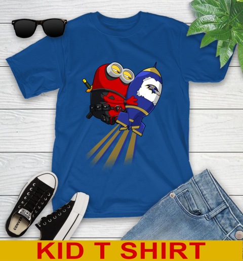 NFL Football Baltimore Ravens Deadpool Minion Marvel Shirt Youth T-Shirt 10