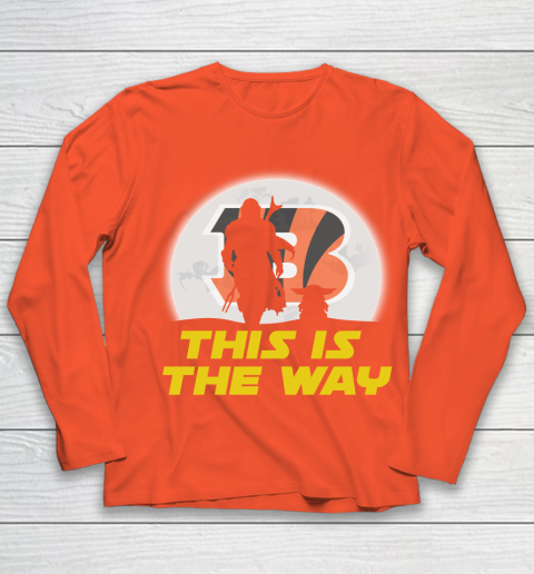 Cincinnati Bengals NFL Football Star Wars Yoda And Mandalorian This Is The Way Youth Long Sleeve 3
