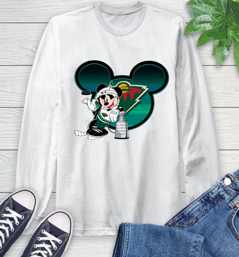 NHL Minnesota Wild Stanley Cup Mickey Mouse Disney Hockey T Shirt Long Sleeve T-Shirt