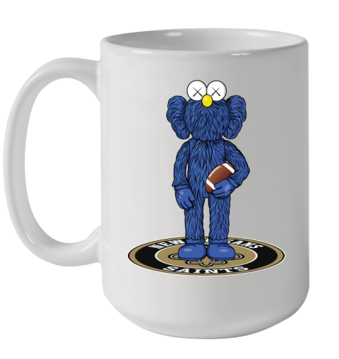 NFL Football New Orleans Saints Kaws Bff Blue Figure Shirt Ceramic Mug 15oz