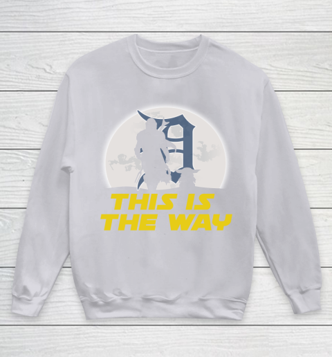 Detroit Tigers MLB Baseball Star Wars Yoda And Mandalorian This Is The Way Youth Sweatshirt 3