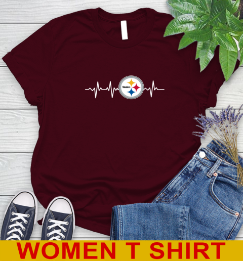 Pittsburgh Steelers NFL Football Heart Beat Shirt Women's T-Shirt 6