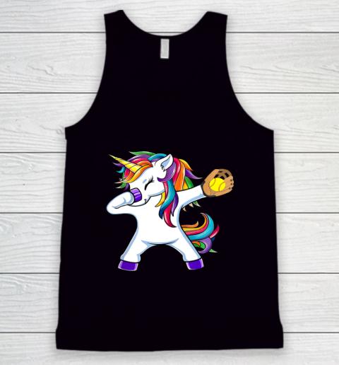 Dabbing Unicorn Softball T Shirt Funny Dab Gift Tank Top