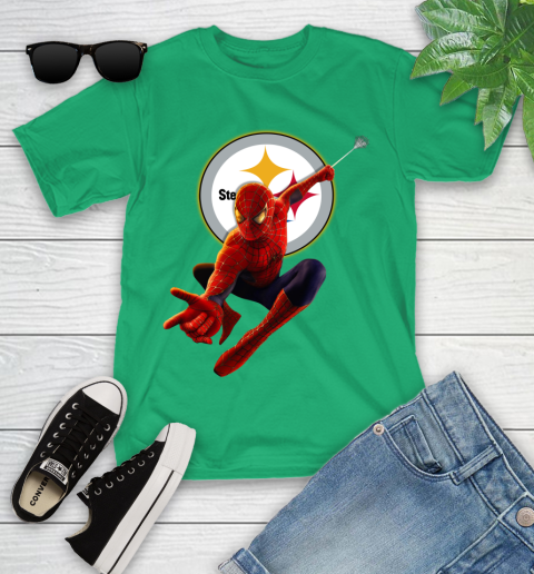 NFL Spider Man Avengers Endgame Football Pittsburgh Steelers Youth T-Shirt 6