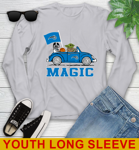 NBA Basketball Orlando Magic Darth Vader Baby Yoda Driving Star Wars Shirt Youth Long Sleeve 6