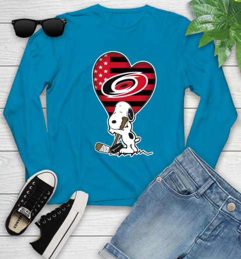 Carolina Hurricanes NHL Hockey The Peanuts Movie Adorable Snoopy Youth Long Sleeve 7