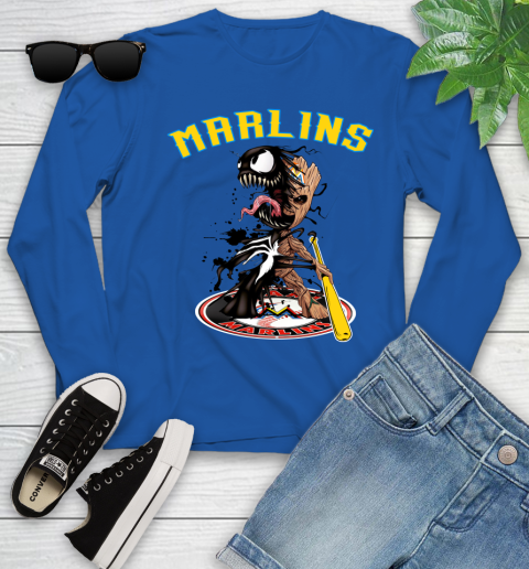 MLB Miami Marlins Baseball Venom Groot Guardians Of The Galaxy Youth Long Sleeve 9
