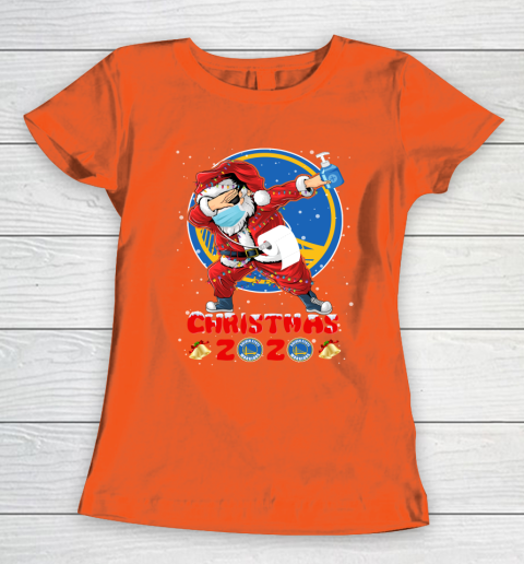 Golden State Warriors Funny Santa Claus Dabbing Christmas 2020 NBA Women's T-Shirt 3