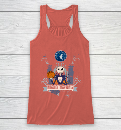 NBA Minnesota Timberwolves Basketball Jack Skellington Halloween Racerback Tank 3