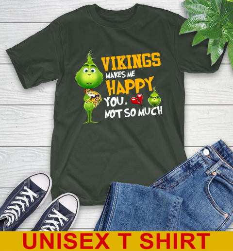 NFL Minnesota Vikings Makes Me Happy You Not So Much Grinch Football Sports T-Shirt 6