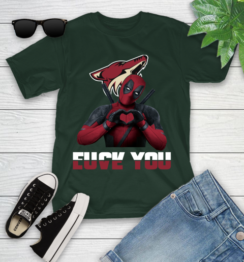 NHL Arizona Coyotes Deadpool Love You Fuck You Hockey Sports Youth T-Shirt 5