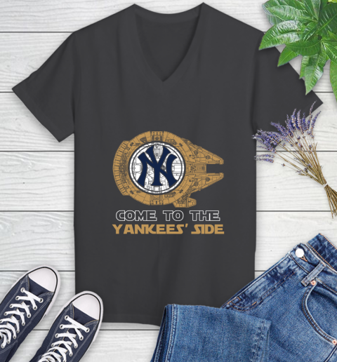 MLB Come To The New York Yankees Sox Side Star Wars Baseball Sports Women's V-Neck T-Shirt 8