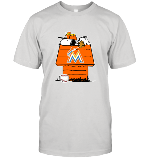 Miami Marlins Snoopy And Woodstock Resting Together MLB Unisex Jersey Tee