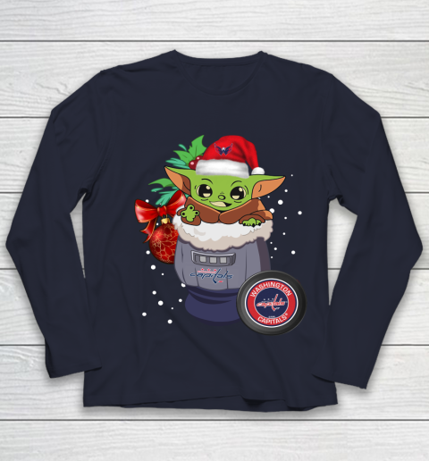 Washington Capitals Christmas Baby Yoda Star Wars Funny Happy NHL Youth Long Sleeve 3