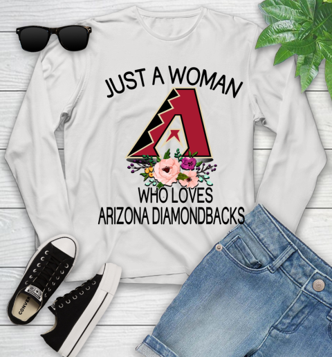 MLB Just A Woman Who Loves Arizona Diamondbacks Baseball Sports Youth Long Sleeve