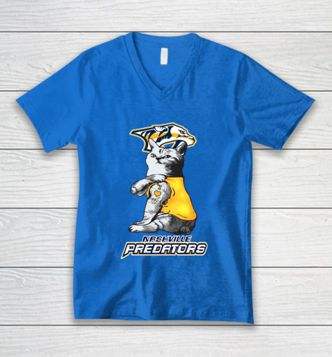NHL My Cat Loves Nashville Predators Hockey V-Neck T-Shirt 5