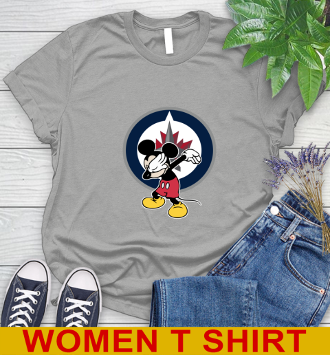 Winnipeg Jets NHL Hockey Dabbing Mickey Disney Sports Women's T-Shirt 11