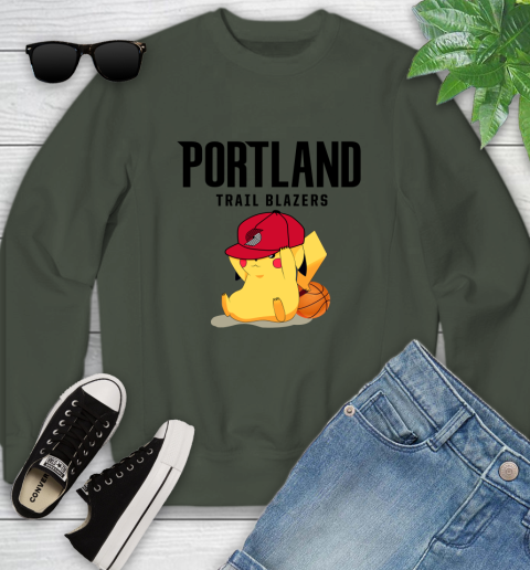 NBA Pikachu Basketball Sports Portland Trail Blazers Youth Sweatshirt 10