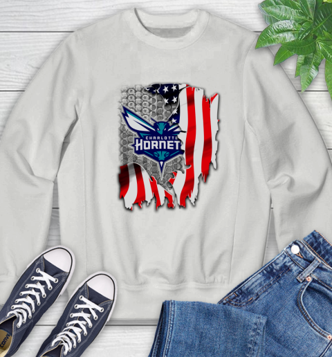 Charlotte Hornets NBA Basketball American Flag Sweatshirt 5