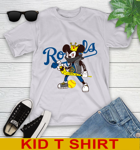 Kansas City Royals MLB Baseball Mickey Peace Sign Sports Youth T-Shirt 5