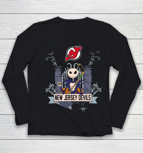 NHL New Jersey Devils Hockey Jack Skellington Halloween Youth Long Sleeve