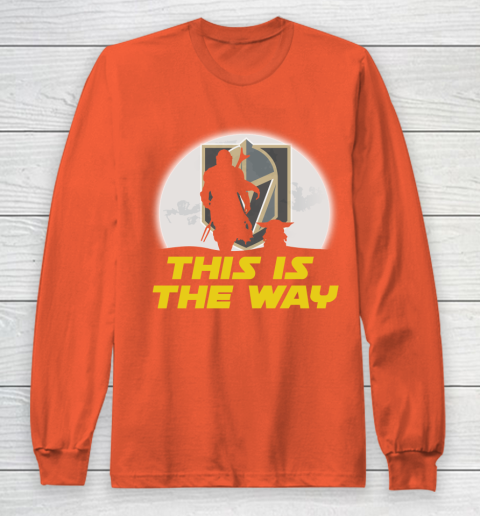 Vegas Golden Knights NHL Ice Hockey Star Wars Yoda And Mandalorian This Is The Way Long Sleeve T-Shirt 3