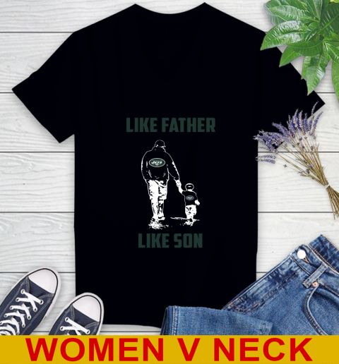 New York Jets NFL Football Like Father Like Son Sports Women's V-Neck T-Shirt