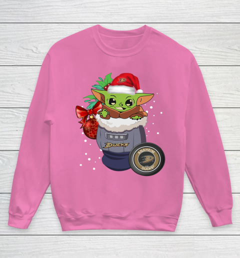 Anaheim Ducks Christmas Baby Yoda Star Wars Funny Happy NHL Youth Sweatshirt 7