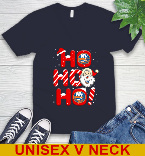 New York Islanders NHL Hockey Ho Ho Ho Santa Claus Merry Christmas Shirt V-Neck T-Shirt 2