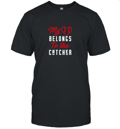 Womens Baseball Mom Shirt  Heart Belongs To The Catcher Unisex Jersey Tee