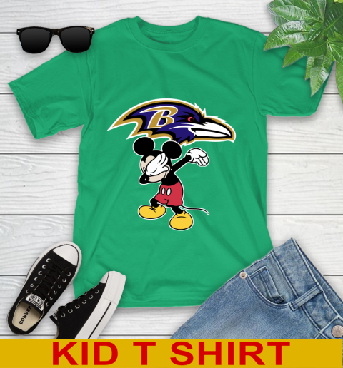 Baltimore Ravens NFL Football Dabbing Mickey Disney Sports Youth T-Shirt 6