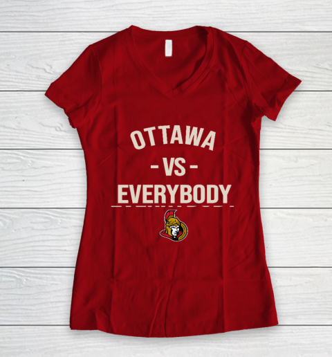Ottawa Senators Vs Everybody Women's V-Neck T-Shirt 8