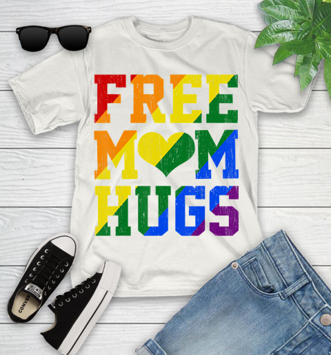 Nurse Shirt Vintage Free Mom Hugs Rainbow Heart LGBT Pride Month 2020 T Shirt Youth T-Shirt