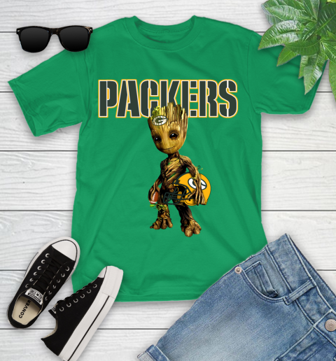 Green Bay Packers NFL Football Groot Marvel Guardians Of The Galaxy Youth T-Shirt 6