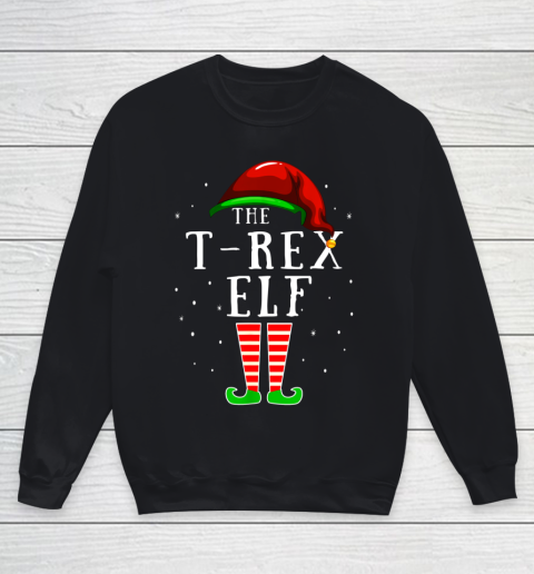 T Rex Elf Matching Family Group Christmas Party Pajama Youth Sweatshirt