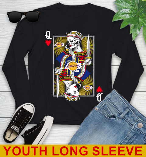 NBA Basketball Los Angeles Lakers The Queen Of Hearts Card Shirt Youth Long Sleeve