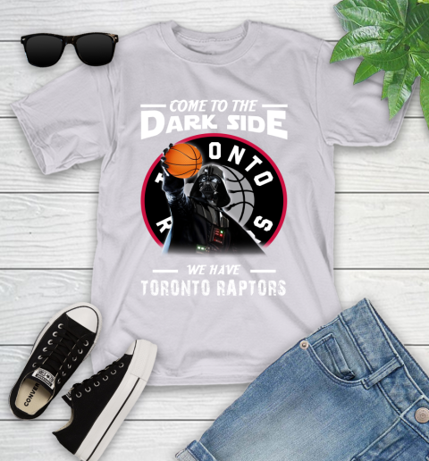 NBA Come To The Dark Side We Have Toronto Raptors Star Wars Darth Vader Basketball Youth T-Shirt 4
