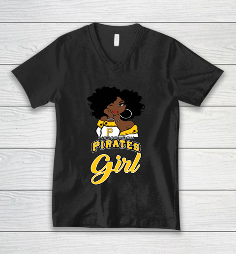 Pittsburgh Piratess Girl MLB V-Neck T-Shirt