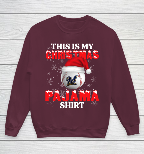 Milwaukee Brewers This Is My Christmas Pajama Shirt MLB Youth Sweatshirt 4