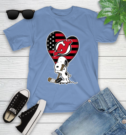New Jersey Devils NHL Hockey The Peanuts Movie Adorable Snoopy Youth T-Shirt 11