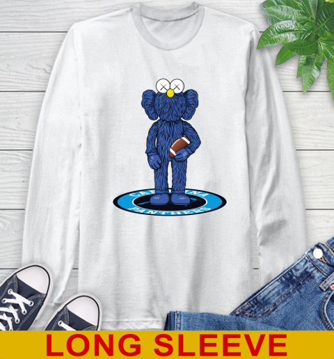 NFL Football Carolina Panthers Kaws Bff Blue Figure Shirt Long Sleeve T-Shirt